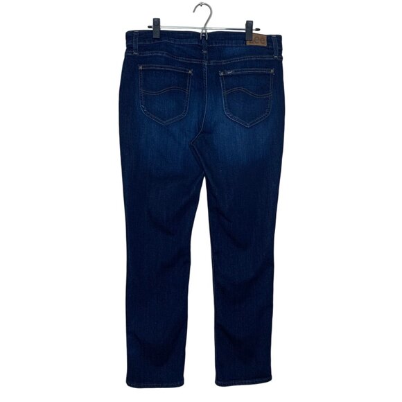 Lee Blue Jeans Straight Leg Mid Rise Dark Wash Denim Women's Size 16L - Picture 7 of 7